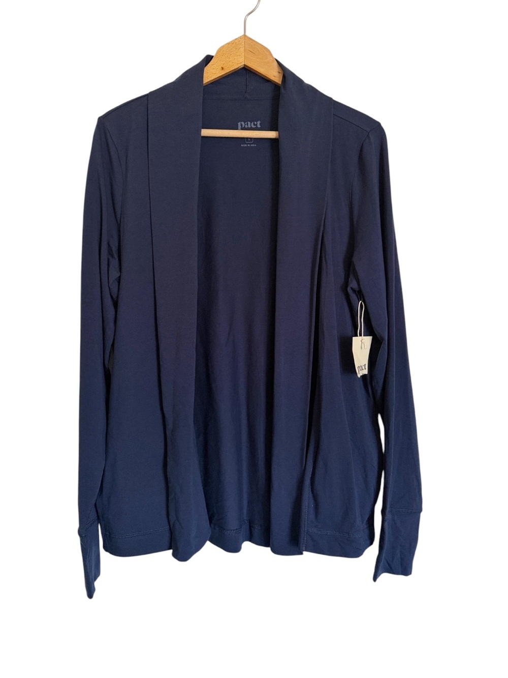 Pact Navy Blue Organic Cool Stretch Swing Cardigan size L